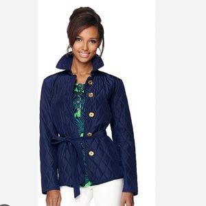 EUC Lilly Pulitzer navy blue quilted jacket size XXS